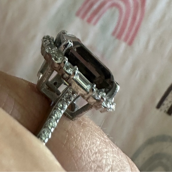 🌼 Etsy Smoky quartz ring with 925 stamped sterling silver size 7 - Picture 3 of 10